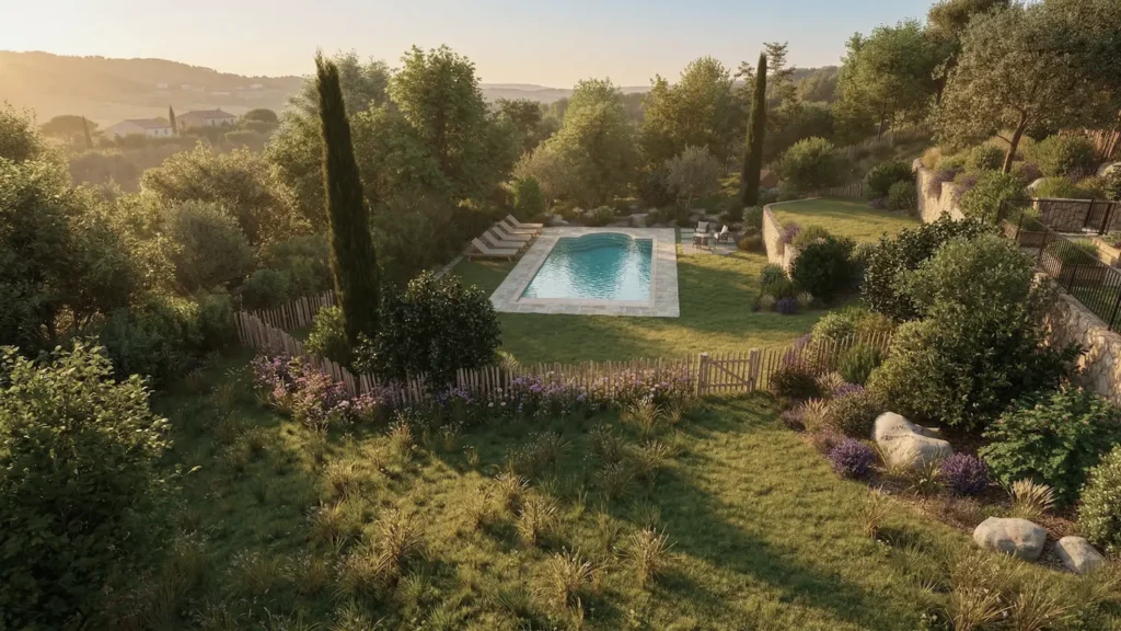 Aménagements paysagers autour de la piscine projet Bancel